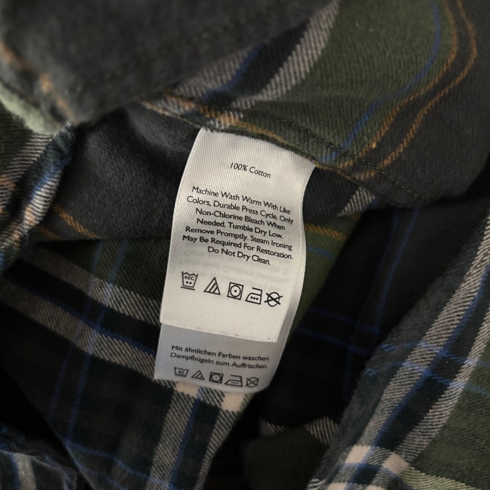 ❤️ Eddie Bauer Men's XL Classic Fit Green Blue Plaid Flannel Shirt - Picture 6 of 10